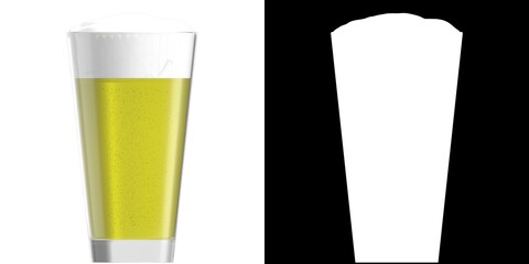 3D rendering illustration of a glass with beer