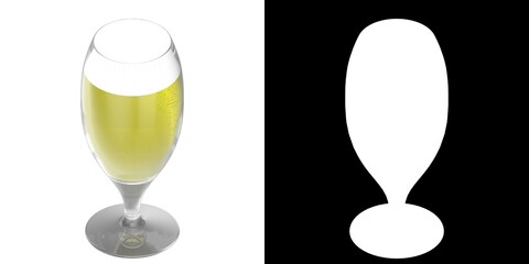 3D rendering illustration of a glass with beer