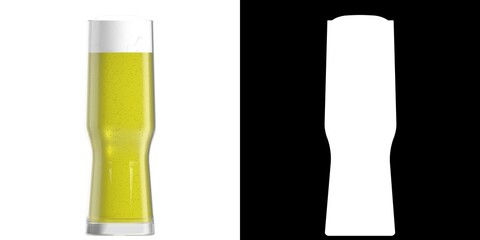 3D rendering illustration of a glass with beer