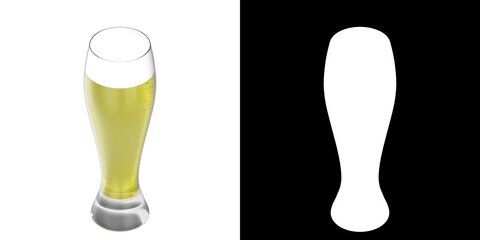 3D rendering illustration of a glass with beer