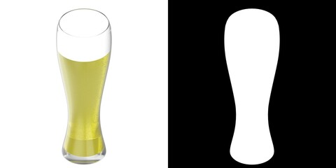 3D rendering illustration of a glass with beer