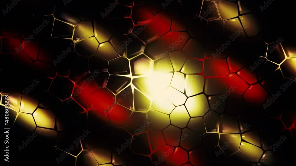 Aufkleber Bubble pattern background with glowing spots. Motion. 3D animation with moving bubbles on background of shimmering spots. Beautiful mosaic background of bubbles