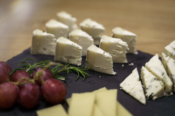 close up view of delicious types of cheese