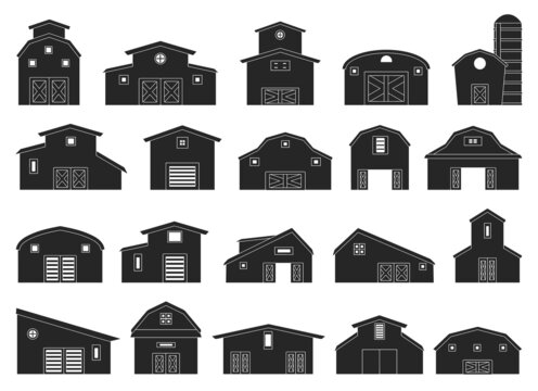 Barn vector black icon. Isolated black set icon granary.Vector illustration barn on white background .