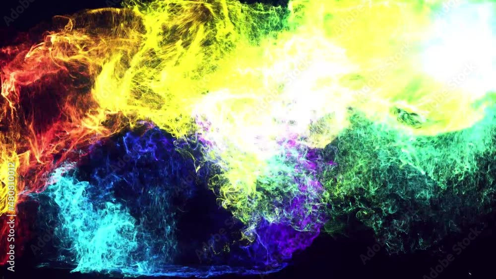Aufkleber glow particles spread like ink effect. luma matte as alpha channel. emitter ball emit swirl of glow 