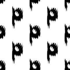 Black alphabet letters on white background. Seamless abstract vector geometric pattern. Perfect for gift wrapping paper, Bed sheets and interior. School and learning theme.