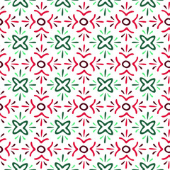 Repeating seamless pattern of hand-drawn elements. Geometric pattern and doodle elements. Can be used for fabric, children's clothing, home textiles and decor items.