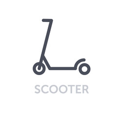 Vehicles types concept. Minimalistic icon with scooter. Eco friendly transport for moving around city. Design element for websites. Cartoon flat vector illustration isolated on white background