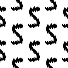 Black alphabet letters on white background. Seamless abstract vector geometric pattern. Perfect for gift wrapping paper, Bed sheets and interior. School and learning theme.