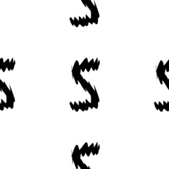 Black alphabet letters on white background. Seamless abstract vector geometric pattern. Perfect for gift wrapping paper, Bed sheets and interior. School and learning theme.