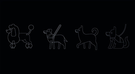 different dogs emoji flat style