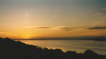 Sunset over the estuary of the River Shannon near Foynes in County Limerick, Ireland