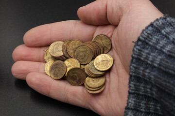 Old Soviet coins in hand