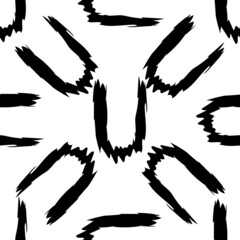 Black alphabet letters on white background. Seamless abstract vector geometric pattern. Perfect for gift wrapping paper, Bed sheets and interior. School and learning theme.