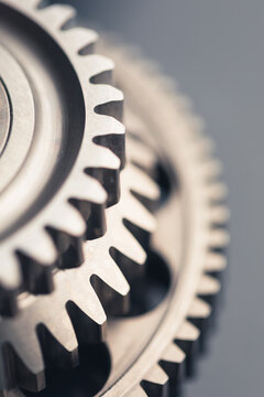 engine gear wheel with cogs, close-up view