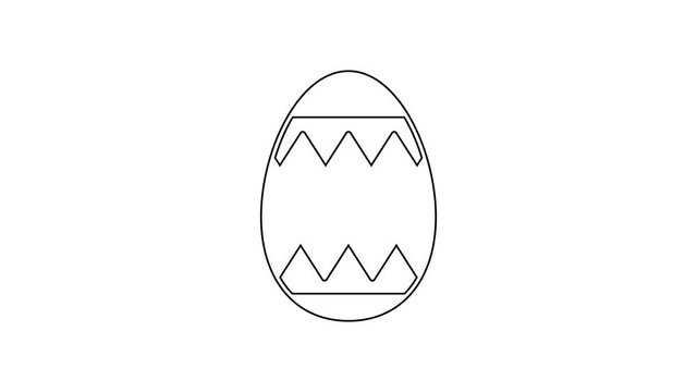 Black line Easter egg icon isolated on white background. Happy Easter. 4K Video motion graphic animation