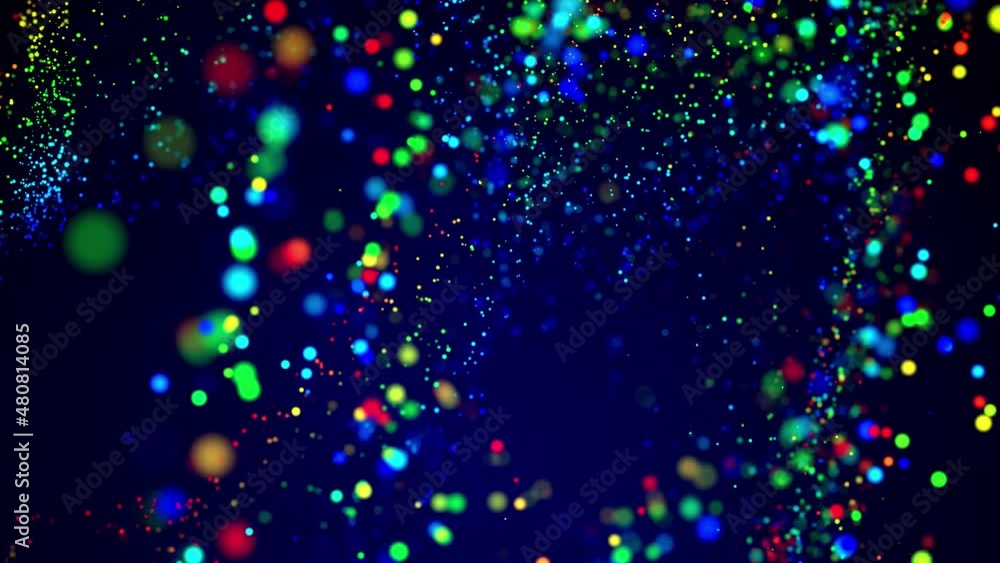 Poster awesome bg with magic particles float in liquid, bokeh effects, dof. glowing multi-colored particles