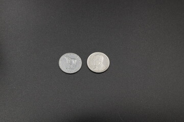 Georgian coins on a black background