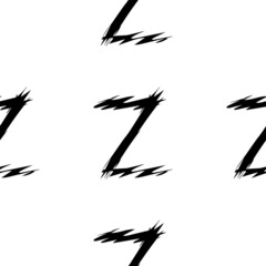 Black alphabet letters. Zig Zag background. Seamless abstract vector geometric pattern. Perfect for gift wrapping paper, Bed sheets and interior. School and learning theme.