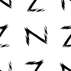 Black alphabet letters. Zig Zag background. Seamless abstract vector geometric pattern. Perfect for gift wrapping paper, Bed sheets and interior. School and learning theme.