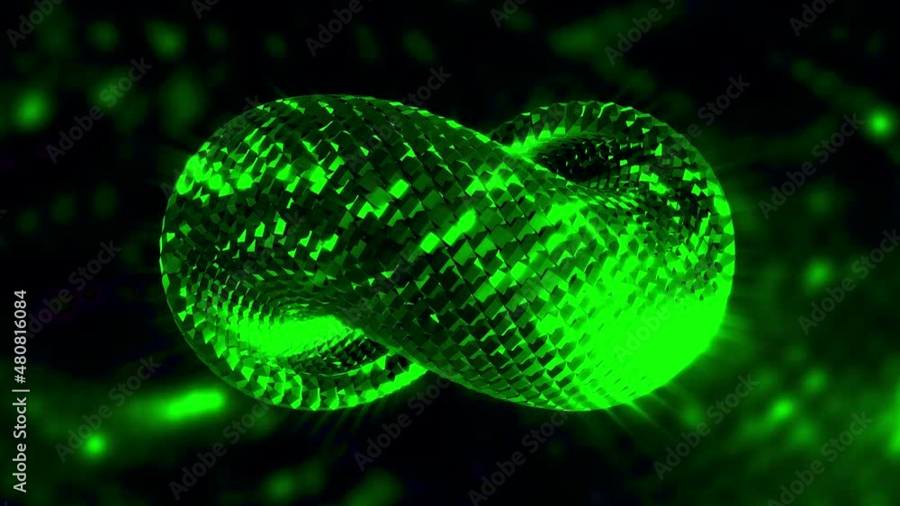 Poster 3d twisted spiral moving looped. motion. loop moves in loop in zero gravity. bright loop with shiny 