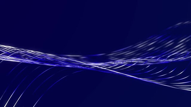 Big data stream. Wave motion of lines. The concept of science, technology, business, space. Banner, wallpaper. 3d rendering. Loop animation 4K