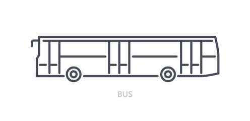 Vehicles types concept. Minimalistic icon with bus. Large car for transporting passengers around city. Public transport for citizens. Cartoon flat vector illustration isolated on white background