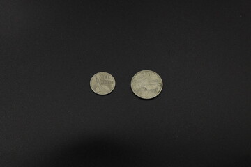 Vintage Soviet coins on black background