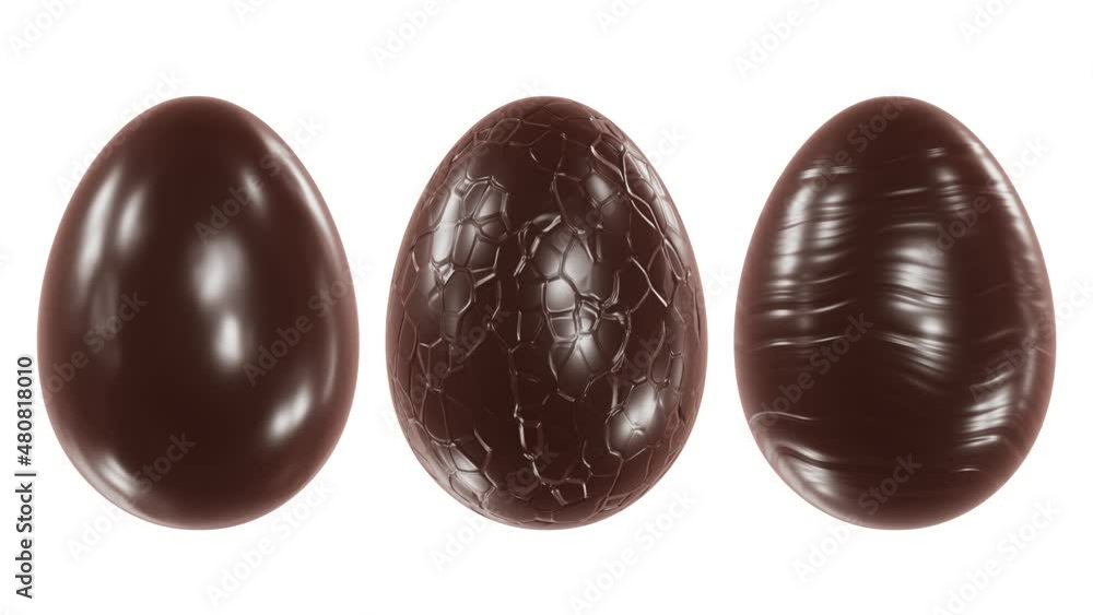 Aufkleber realistic looping 3d animation of three chocolate easter eggs spinning against white rendered in uhd