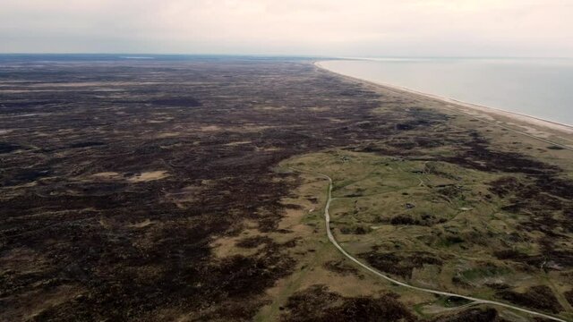 Hill landscape on Thy in Denmark by sunset