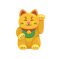 Vector cartoon style illustration of Maneki Neko