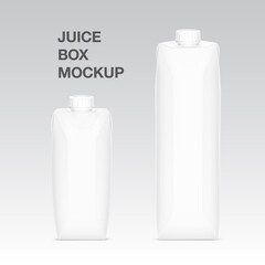 Juice carton box mockup with a screw cap. Vector illustration, ready and simple to use for your design. EPS10.	