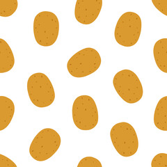 cartoon seamless pattern with potato, vector illustration