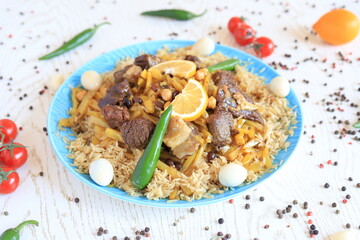 Uzbek (Bukhara) plov, traditional food