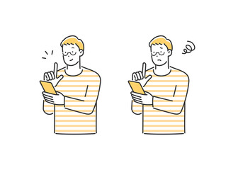 スマートフォンを操作する男性