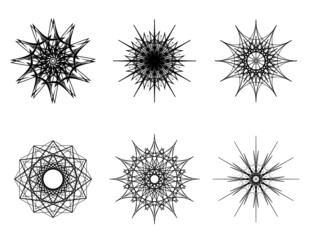 Abstract pictures in similar to snowflakes and cobwebs