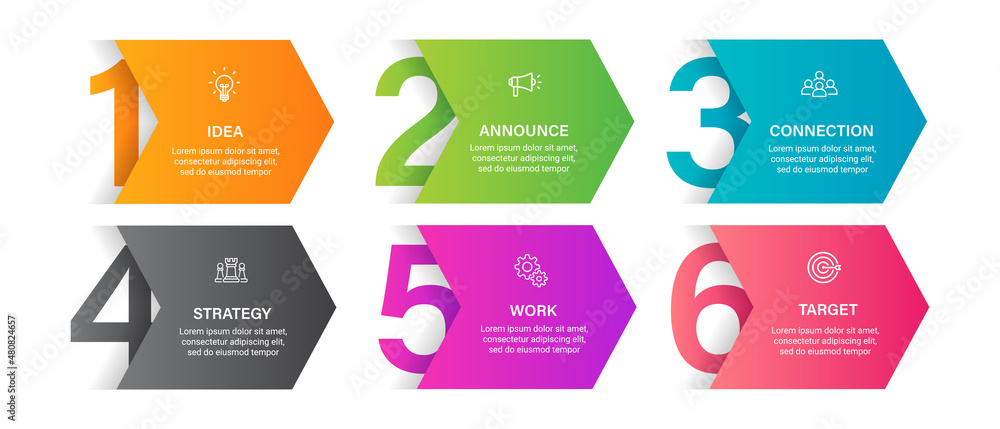 Aufkleber steps business timeline process infographic template design with icons