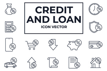 Set of Credit and Loan icon. Credit and Loan pack symbol template for graphic and web design collection logo vector illustration