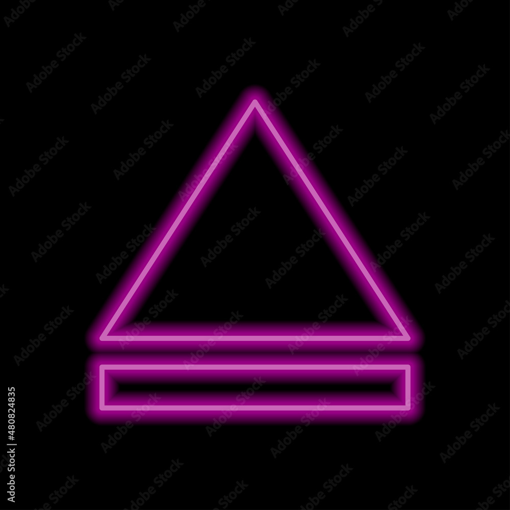 Sticker eject simple icon vector. flat desing. purple neon on black background.ai