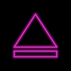 Eject simple icon vector. Flat desing. Purple neon on black background.ai