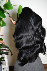 beautiful black hair, curly hair, long hair