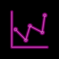 Graph diagram simple icon. Flat desing. Purple neon on black background.ai