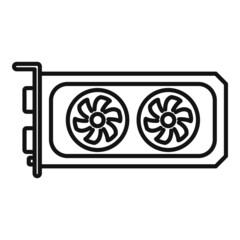 Cpu video card icon outline vector. Gpu fan