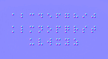 Braille dots alphabet for visually impaired, normal map, 3d render - obrazy, fototapety, plakaty