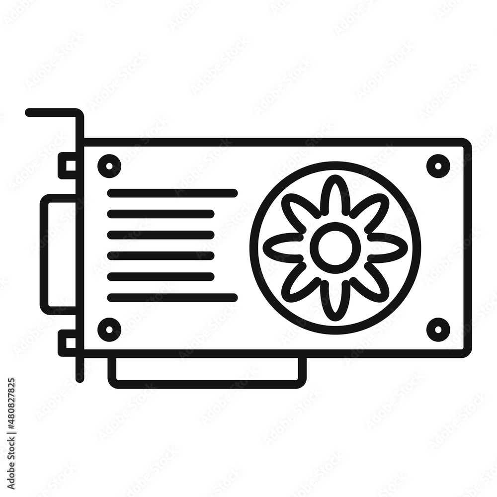 Aufkleber mining video card icon outline vector. computer gpu