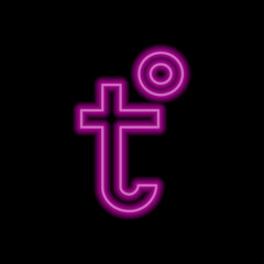 Obraz premium Temperature simple icon vector. Flat desing. Purple neon on black background.ai