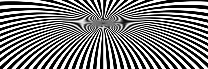 Vector abstract background. Simple  illustration with optical illusion, op art. Long horizontal banner. - 480829288