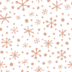 Vector seamless pattern with snowflakes. Cute design for Christmas wrappings, textile, wallpaper and backgrounds.