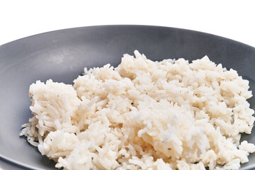  Bowl of delicious rice over white isolated background