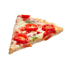  Slice of caprese italian pizza isolated over white background